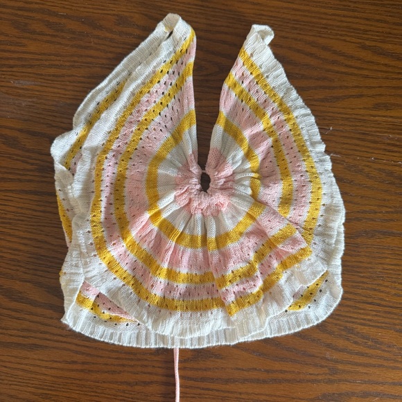 Tops - Unbranded Women’s Whimsical Festival White Pink and Yellow Crochet Top Size M